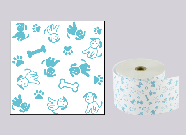 ファンシーレジ用紙　犬　青　（58mm）　3巻入