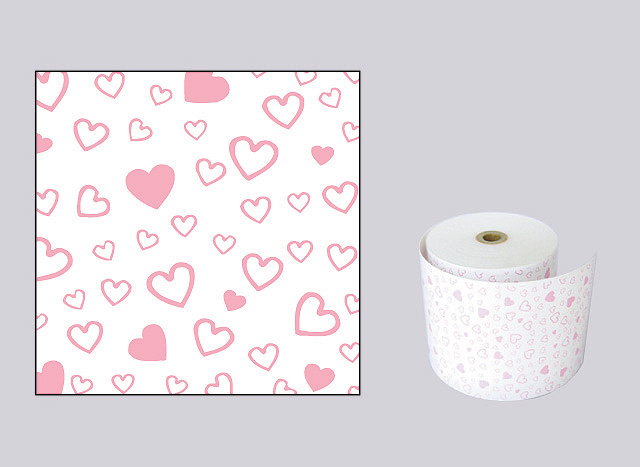 ファンシーレジ用紙　ハート　ピンク　（80mm）　8巻入