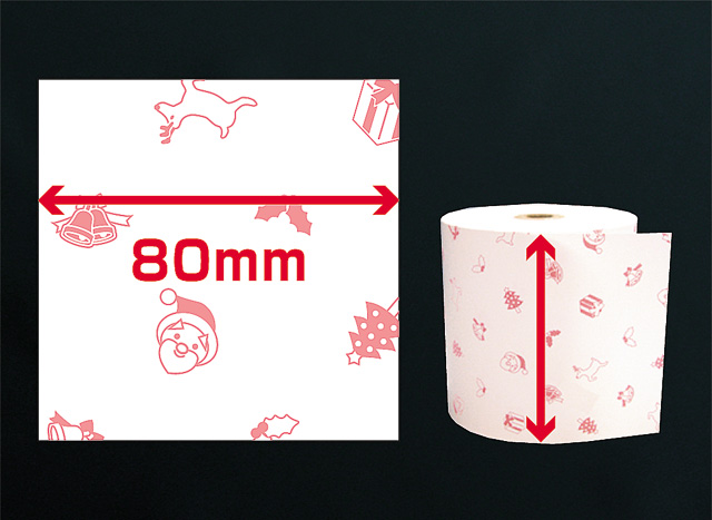 ファンシーレジ用紙　クリスマス柄　（80mm）　3巻入
