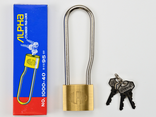 アルファ　シリンダー南京錠　吊長　1000-40L/S-L【訳アリ商品　箱汚れ等】