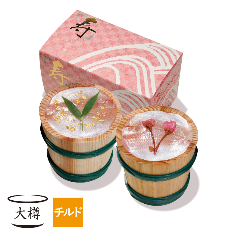 【チルド】 【箱入り大樽（180g）×2個】金箔と桜花入り小鯛の笹漬け（ささ漬）[_111408_]