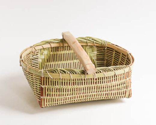 宮城 篠竹と桜のかご (楕円-浅-中)