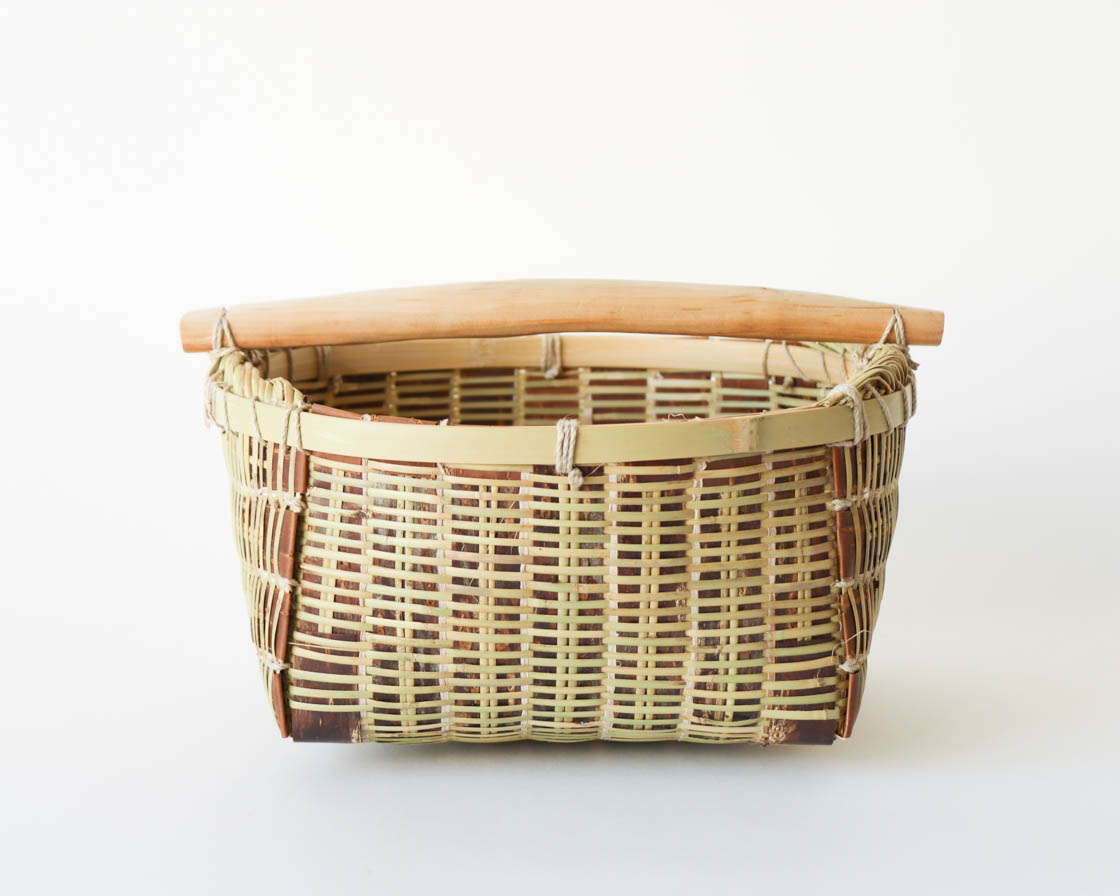 宮城 篠竹と桜のかご (丸-深-中)