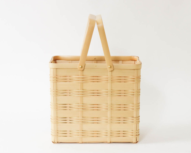 愛媛 真竹 縞々手提げ (大)