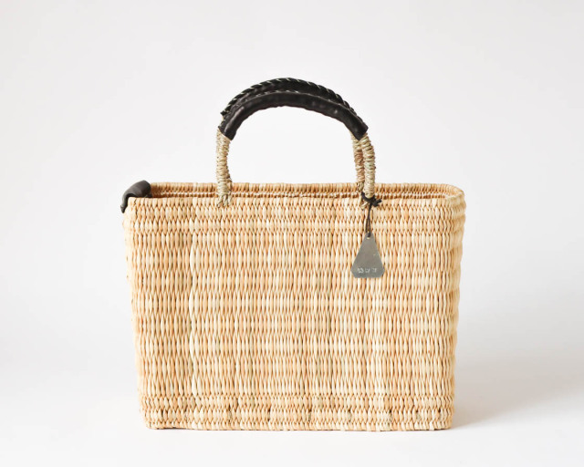 モロッコ ストローバスケット 深S (black)｜warang wayan