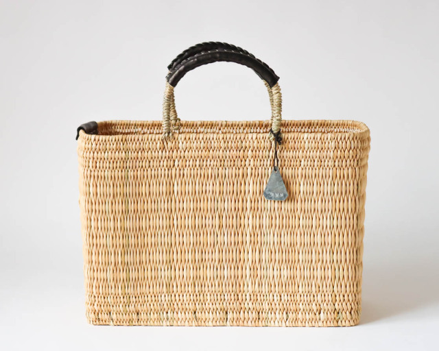 モロッコ ストローバスケット 深M (black)｜warang wayan