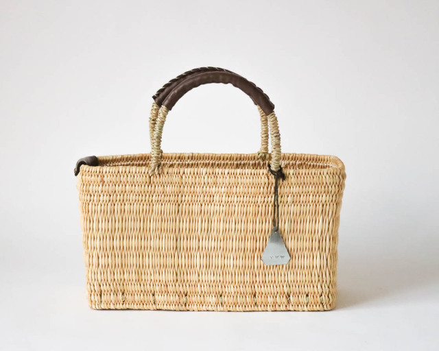 モロッコ ストローバスケット 浅S (dark brown)｜warang wayan