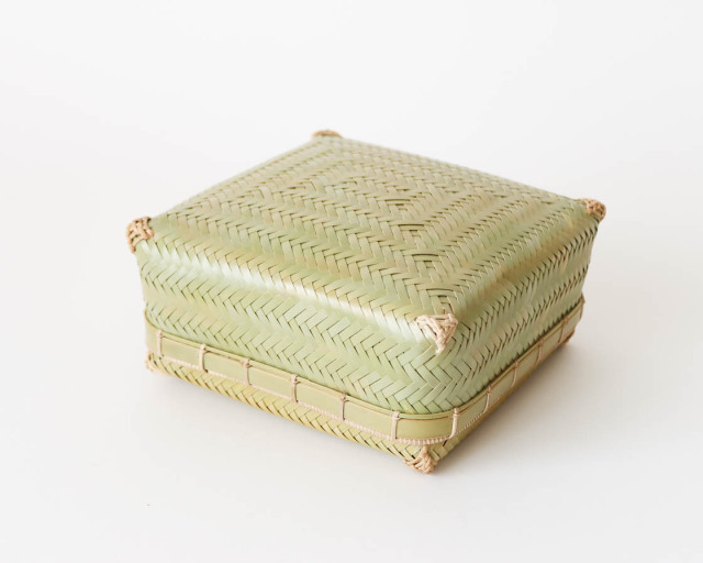 高知  網代編み 弁当かご (正方)