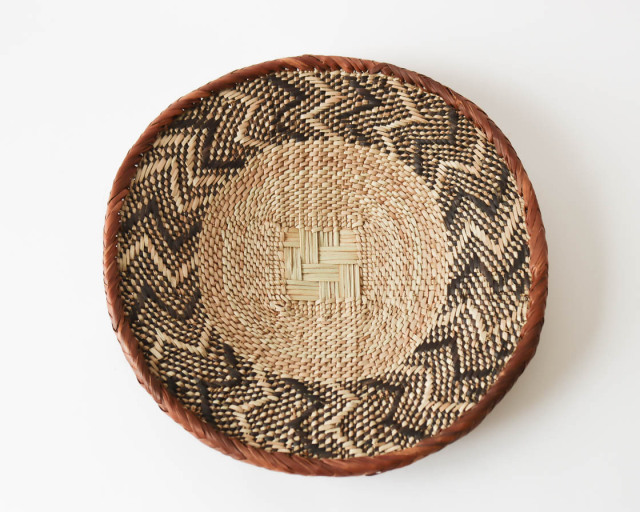 ジンバブエ 椰子 ビンガバスケット (ブラウン L)