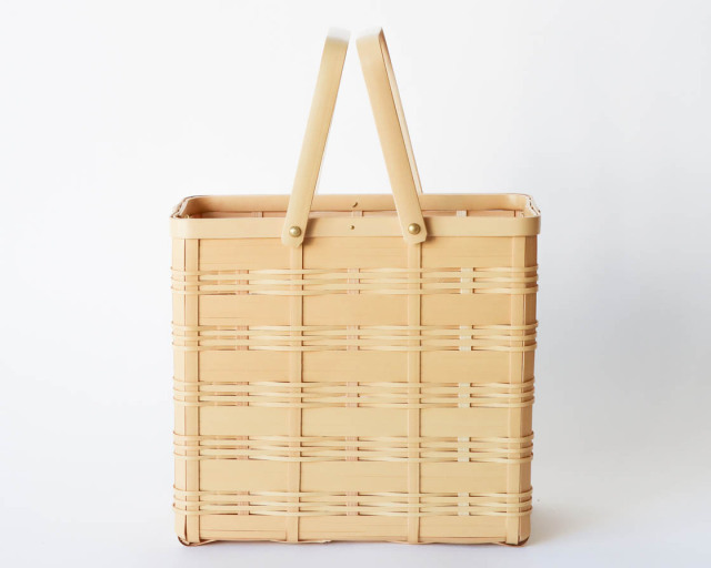 愛媛 真竹 縞々手提げ (大)