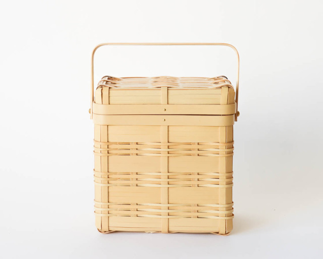 愛媛 真竹 縞々手提げ (小-丁番)