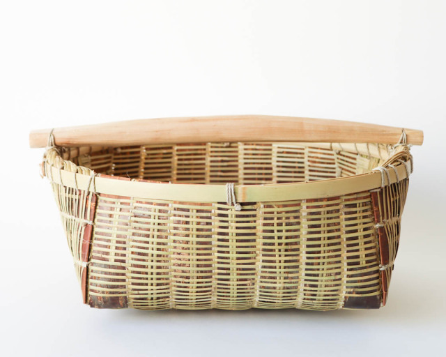宮城 篠竹と桜のかご (丸-浅-特大)