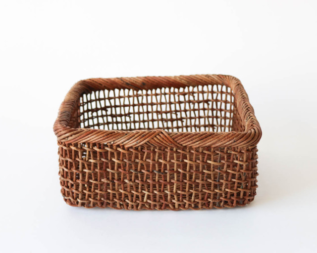 青森 あけび こだし編み 正方かご