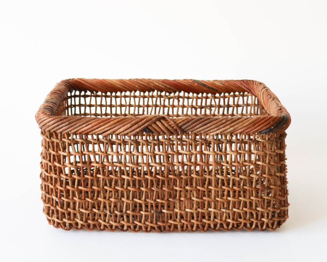青森 あけび こだし編み 四角かご