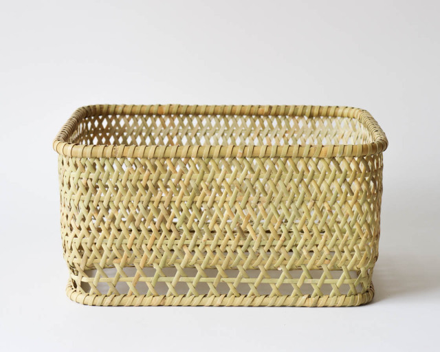 青森 根曲竹 茶碗かご 長方