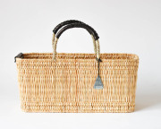 モロッコ ストローバスケット 浅M (black)｜warang wayan