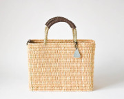 モロッコ ストローバスケット 深S (dark brown)｜warang wayan