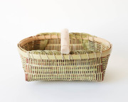 宮城 篠竹と桜のかご (楕円-浅-中)