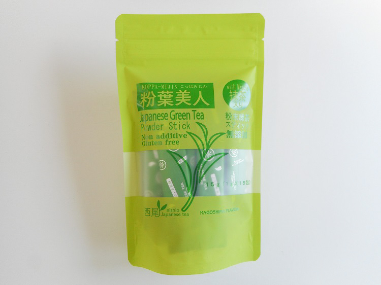 鹿児島県産 無添加 粉末緑茶スティック(抹茶入り) 粉葉美人(1ｇ×15包)【0.1kg】