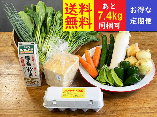 ★送料無料★【定期便】九州野菜と牛乳・卵・食パンセット【7.6kg】