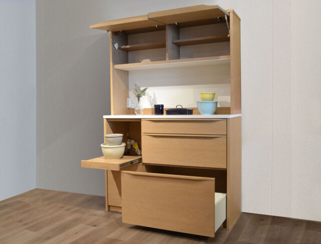 人工大理石天板の木目が優しいキッチンボード 120cm幅 Armona（アルモナ）