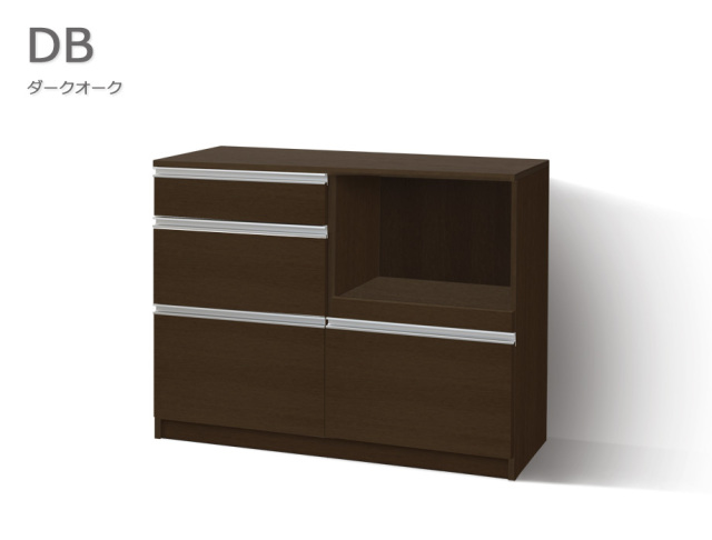 セミオーダーキッチンカウンターLASCO 3段チェスト・家電収納（幅80