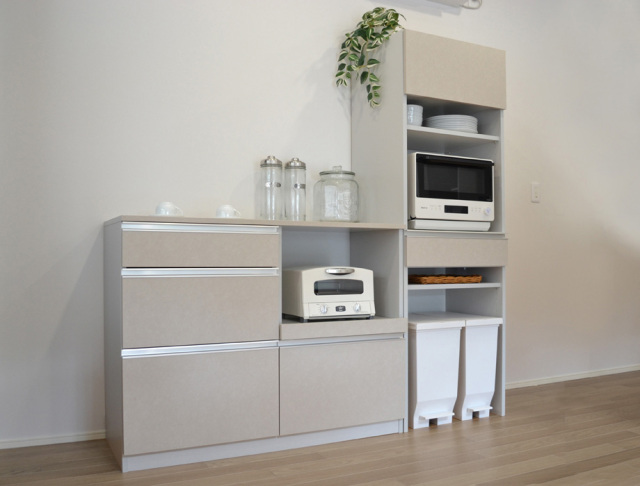 セミオーダーレンジ台LASCO ゴミ箱収納（幅40～60cm×奥行42/47/52cm×高