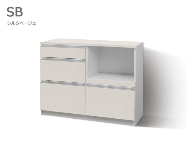 セミオーダーキッチンカウンターLASCO 3段チェスト・家電収納（幅80