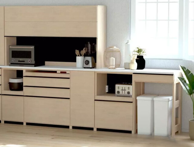 ゴミ箱を収納できるレンジ台 60cm幅 Kiuru（キウル）ロータイプ