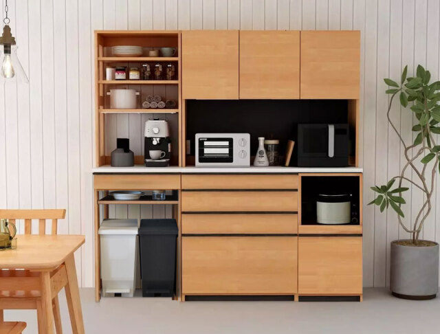 ゴミ箱を収納できるレンジ台 60cm幅 Kiuru（キウル）上棚付き