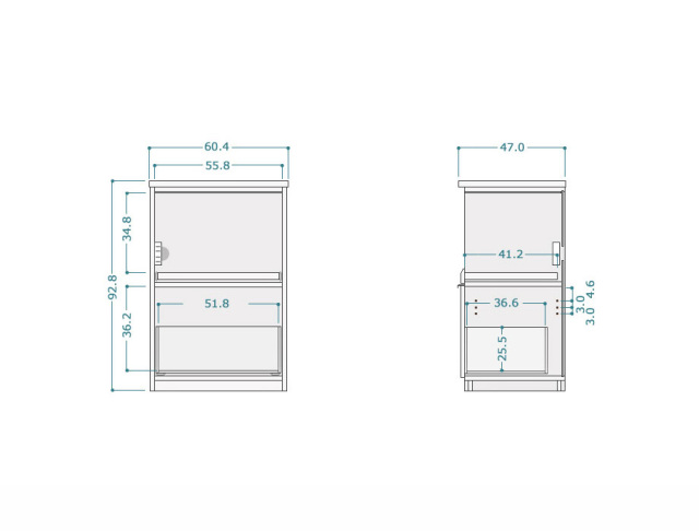 人工大理石天板のレンジ台 60cm幅 Kiuru（キウル） 家電収納スライド棚