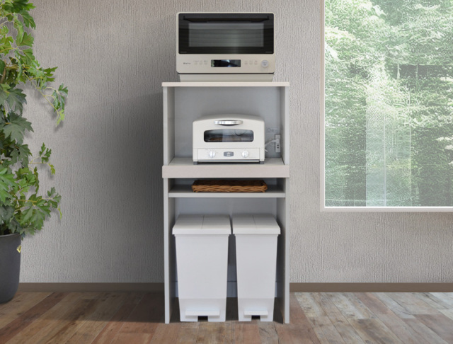 セミオーダーレンジ台LASCO ゴミ箱収納（幅40～60cm×奥行42/47/52cm×高さ117cm）全14色