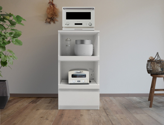 セミオーダーレンジ台LASCO 2段家電収納（幅40～60cm×奥行42/47/52cm