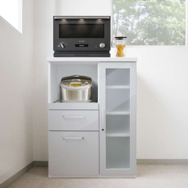 レンジ台 STYLE-A （スタイルA） ホワイト シルバー 白 完成品 幅70cm  