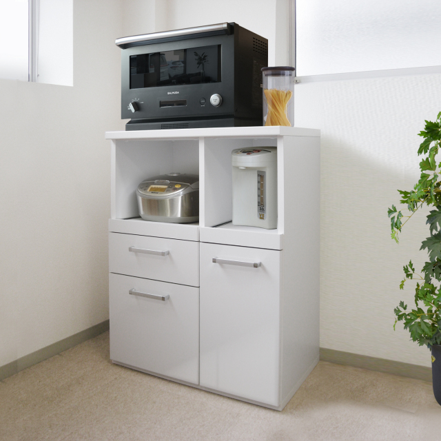 レンジ台 STYLE-B （スタイルB） ホワイト シルバー 白 グレー 完成品  