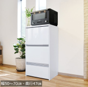 家電と生活感をフラップ扉で隠せるセミオーダーレンジ台CUBO・幅50～70cm・奥行47cm・高さ120cm・全14色