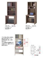 ライティングデスク リビング用PCデスク GRACE 2　ウォールナット 幅74.3cm 奥行32.9cm 高さ180cm