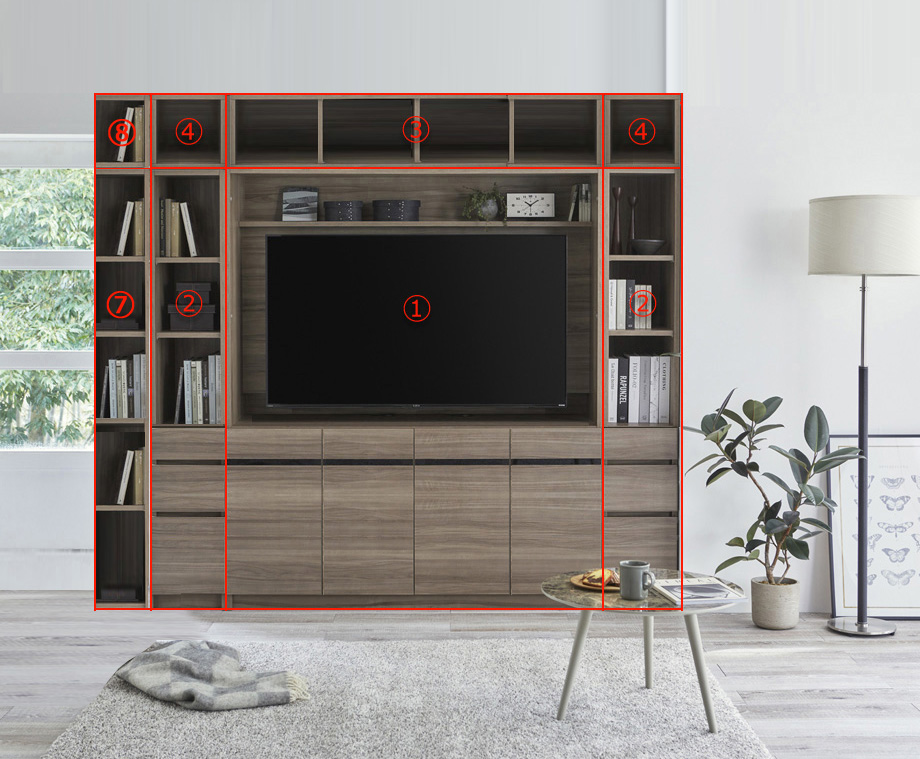 セミオーダー壁面収納GRANNER2（グラナー2）特注）化粧板10枚（縁貼仕上）