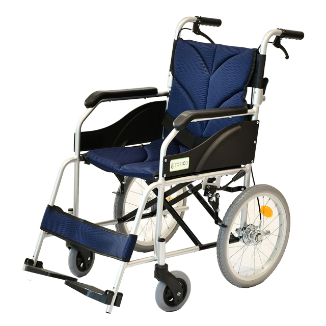 【介護・外出に最適】 TORICO 介助式 軽量折りたたみ車椅子 「よかセレクト」 - 選べる8色/ネイビー（紺色）
