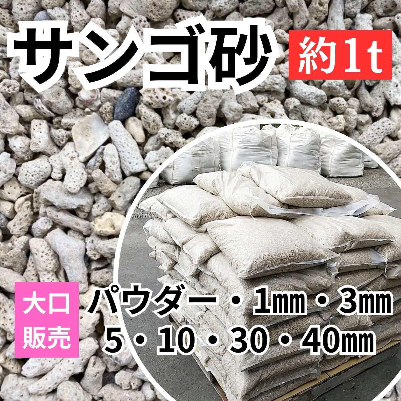 サンゴ砂 大口販売（約１トン）(送料別途）