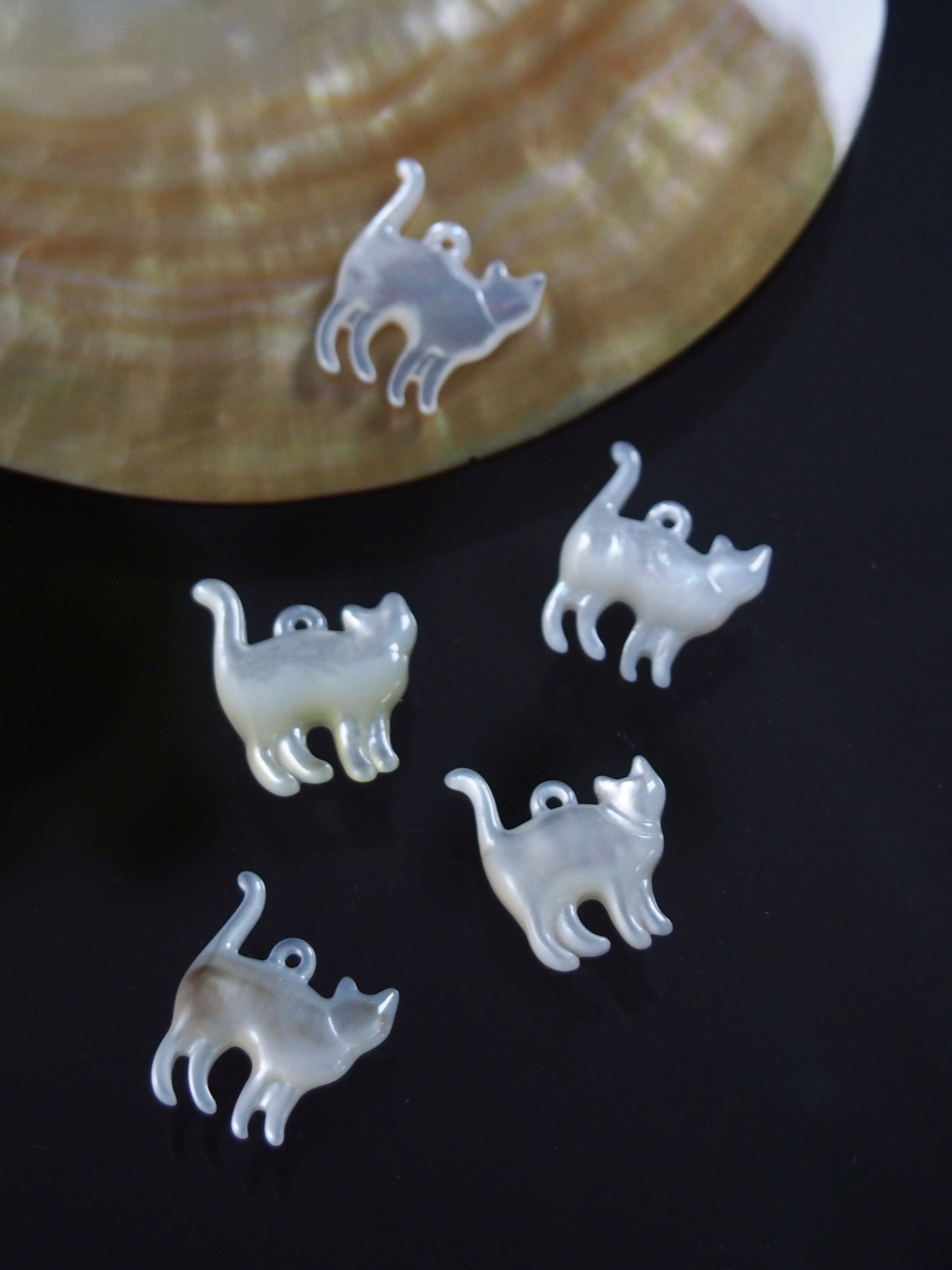 シェルビーズ - シロネコ キャット(シロチョウガイ)【約17×15mm/1個】[メール便可]まとめ買い10%OFF#268 貝殻