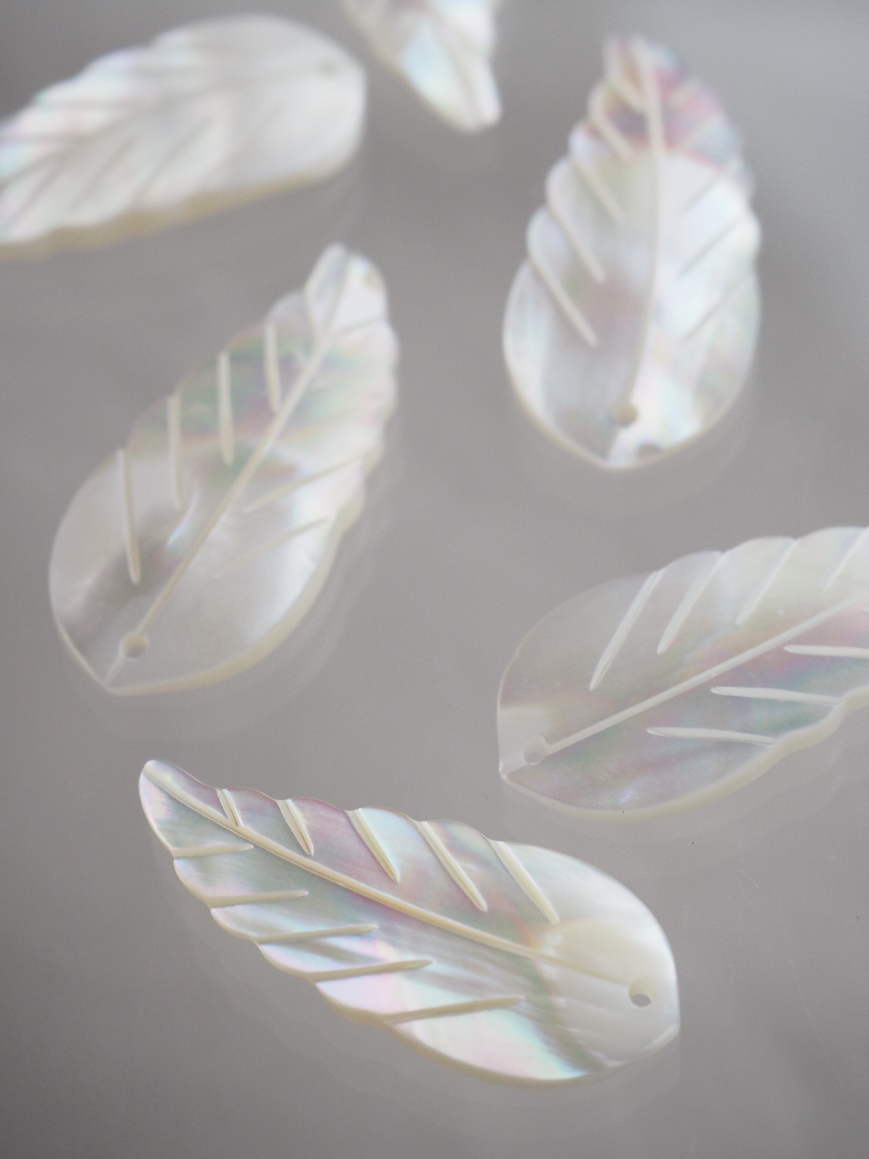 シェルビーズ-フェザーリーフ(淡水真珠貝)【約13×30mm/1個】[メール便可]まとめ買い10%OFF #1028 En: Shell Beads -freshwater pearl 貝殻