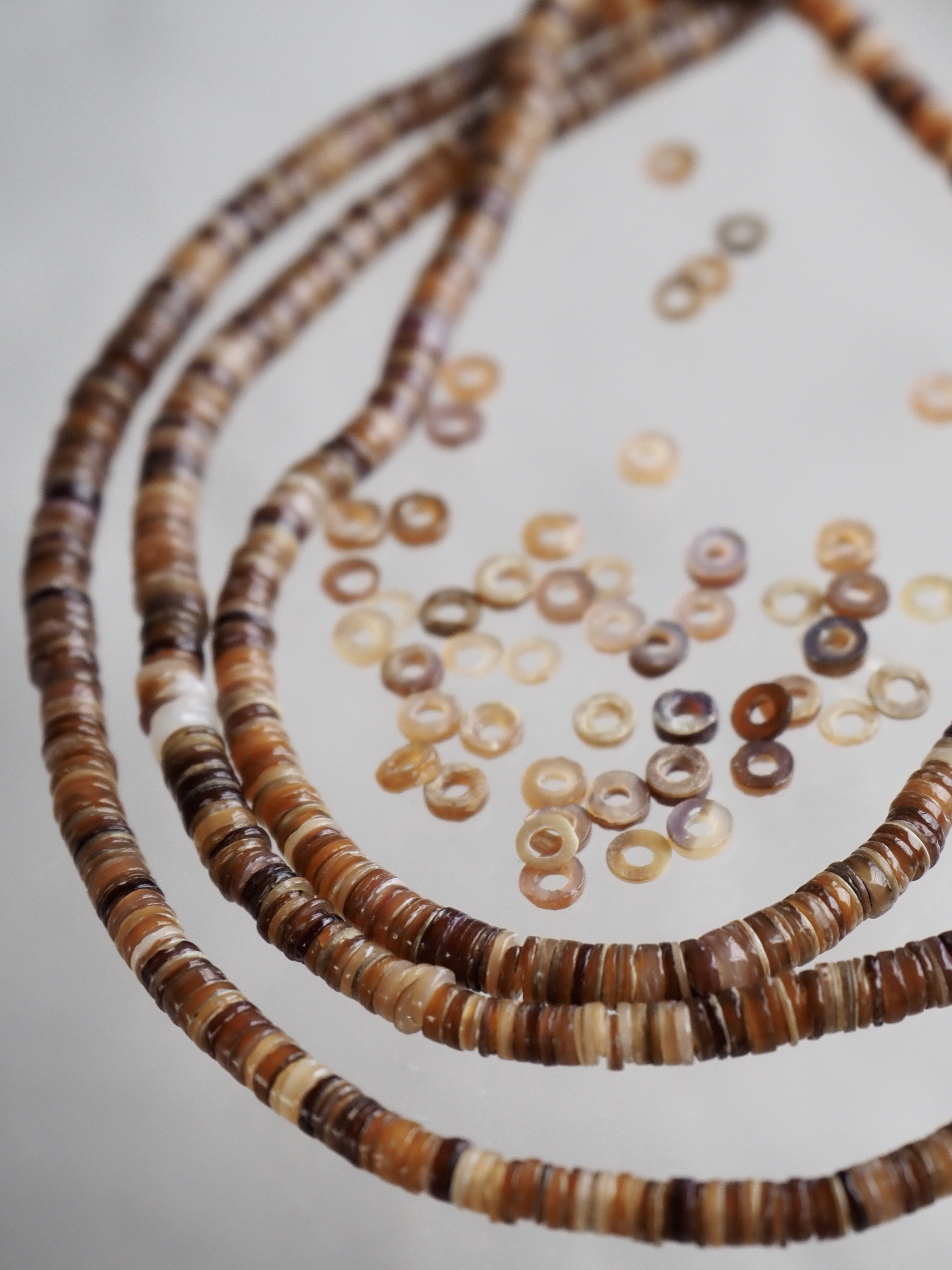 ブラウンピン#19【約0.3～0.4cm/1本約60cm】[メール便可] En: Shell Beads,black colour 貝殻