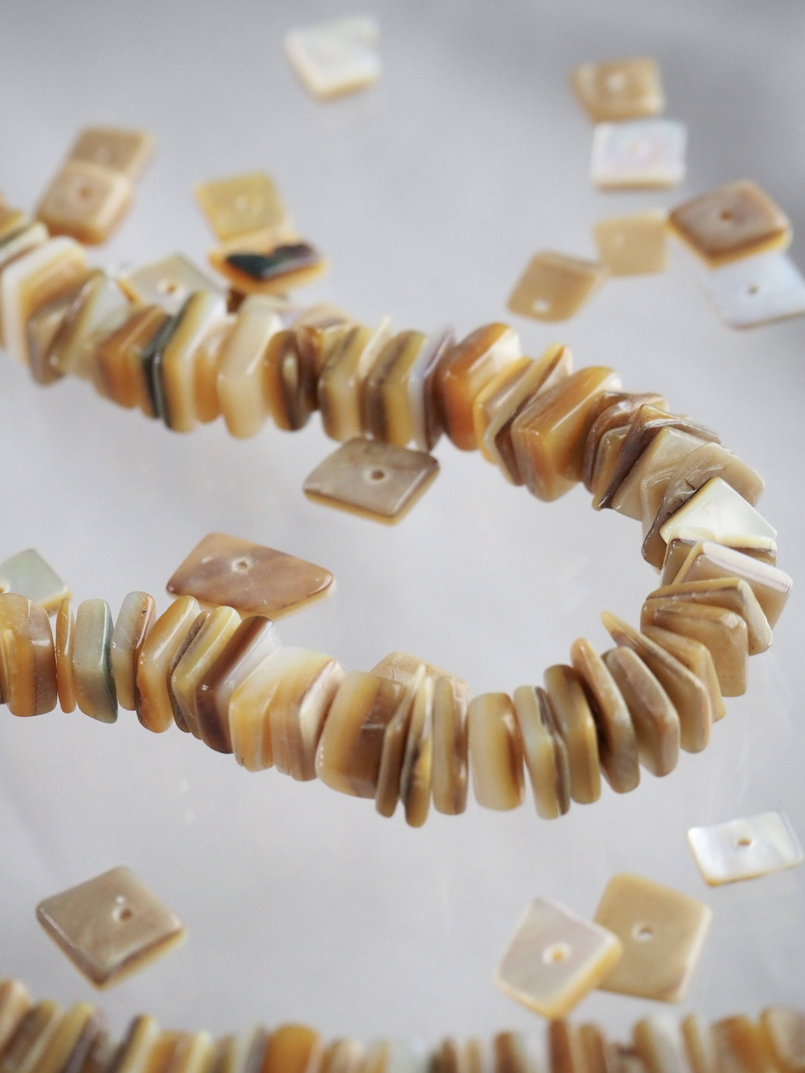 ゴールドリップ#23【約0.6～1.2cm/1本約40cm】(シロチョウガイ)[メール便可-10袋まで] En: Shell Beads, gold lip 貝殻