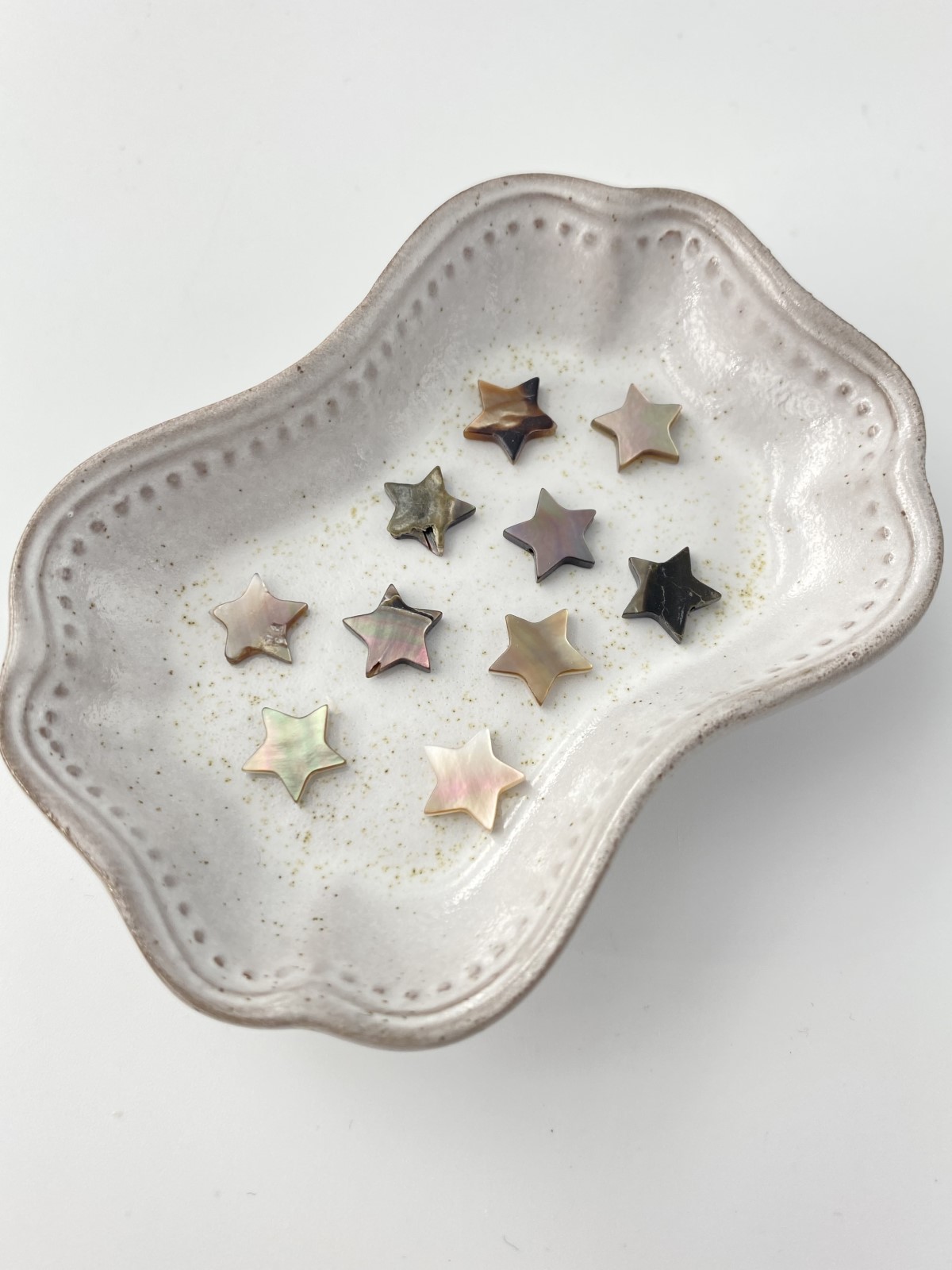 シェルビーズ - スター(クロチョウガイ)【約10×10mm/約12個・約10cm】[メール便可]まとめ買い10%OFF #285 En:Shell Beads -Black MOP 貝殻