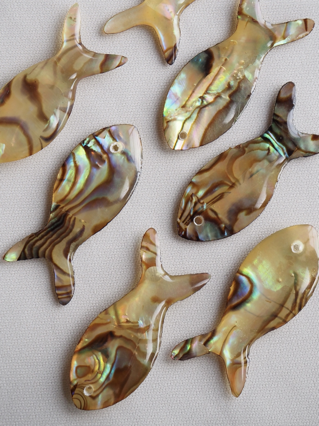 シェルビーズ - フィッシュ(パウアアバロン-ヘリトリアワビ)【約11×25mm/1個】 [メール便可]まとめ買い10%OFF #1066 En:Shell Beads -Haliotis iris 貝殻