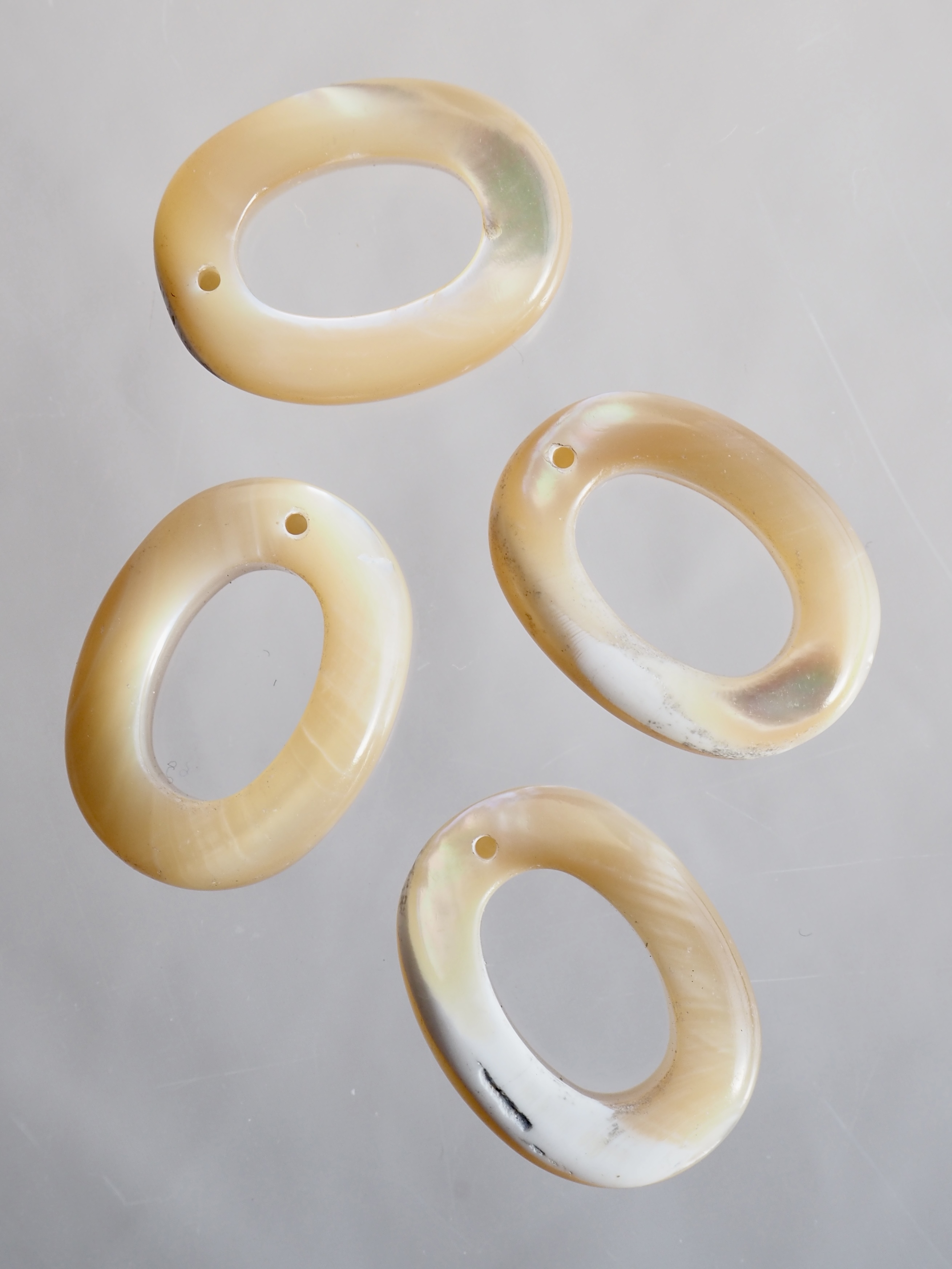 シェルビーズ-サークル片穴(タカセガイ)【約15×20mm/1個】[メール便可]まとめ買い10%OFF #1026 En: Trocus - Shell Beads 貝殻