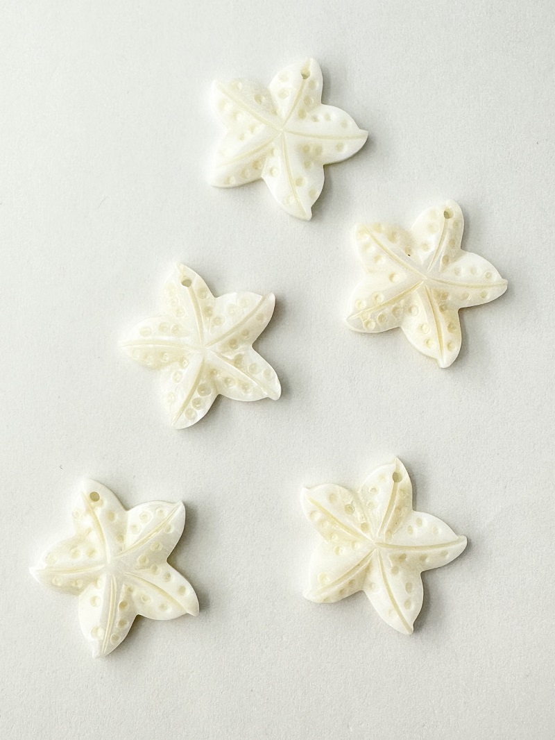 シェルビーズ-ヒトデ(淡水真珠貝)【約25mm/1個】[メール便可]まとめ買い10%OFF #1039 En:Shell beads -Freshwater pearl MOP 貝殻