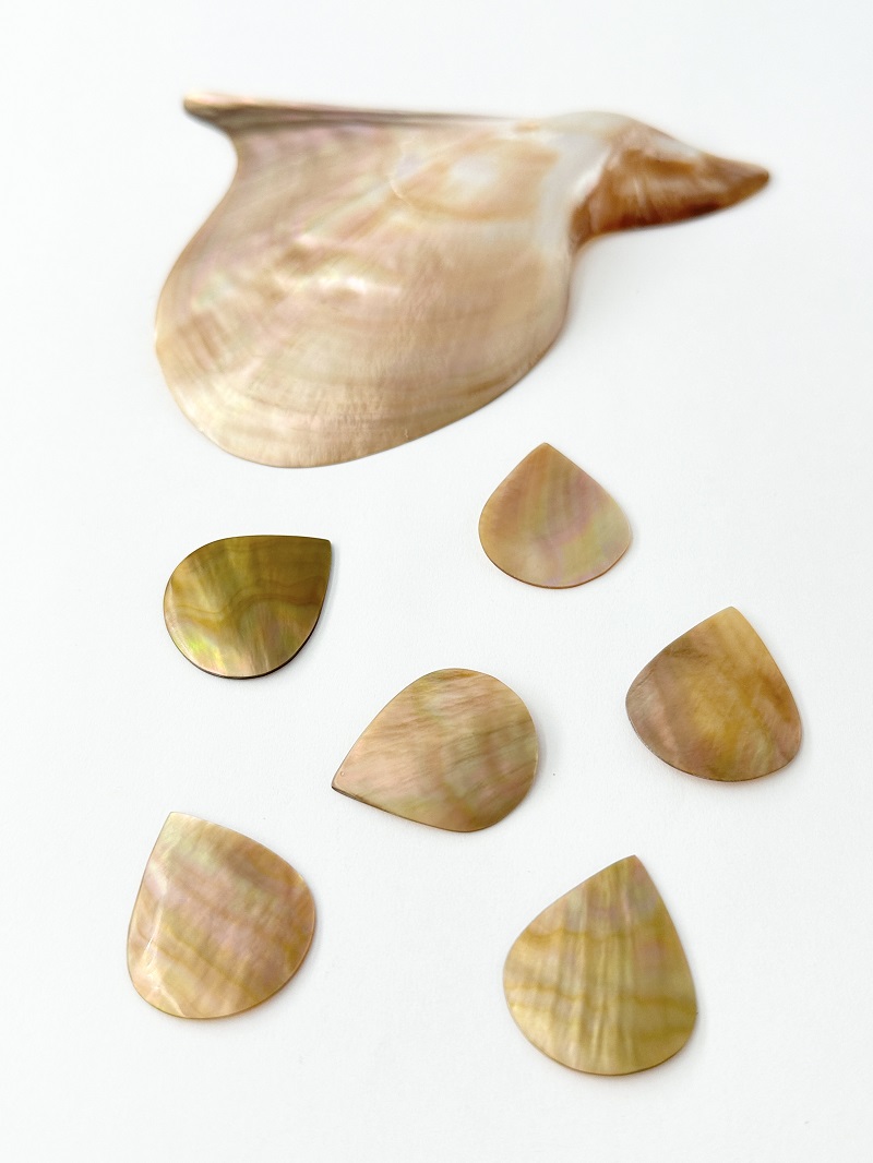 貝殻ギターピック（マベ）【約2.5×3cm/1枚】[メール便可]まとめ買い10%OFF En: Shell Guitar Pick Brownlip 貝殻