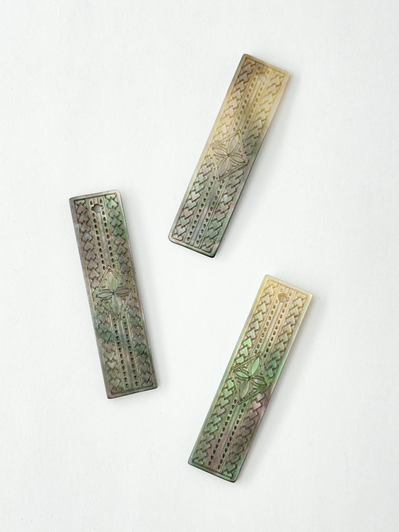 シェルパーツ-プレート短冊(クロチョウガイ)【約10×40mm】1個 [メール便可]まとめ買い10%OFF #2115 En:Shell parts -Black MOP 貝殻